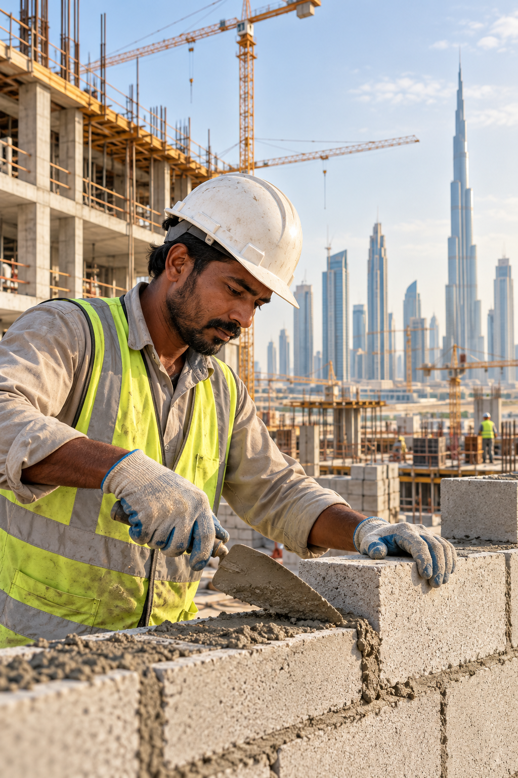 Mason working on a Dubai building project