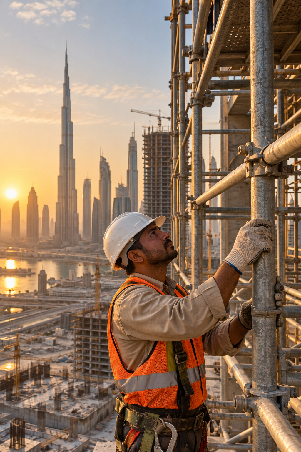 Scaffolding detail on a Dubai construction site