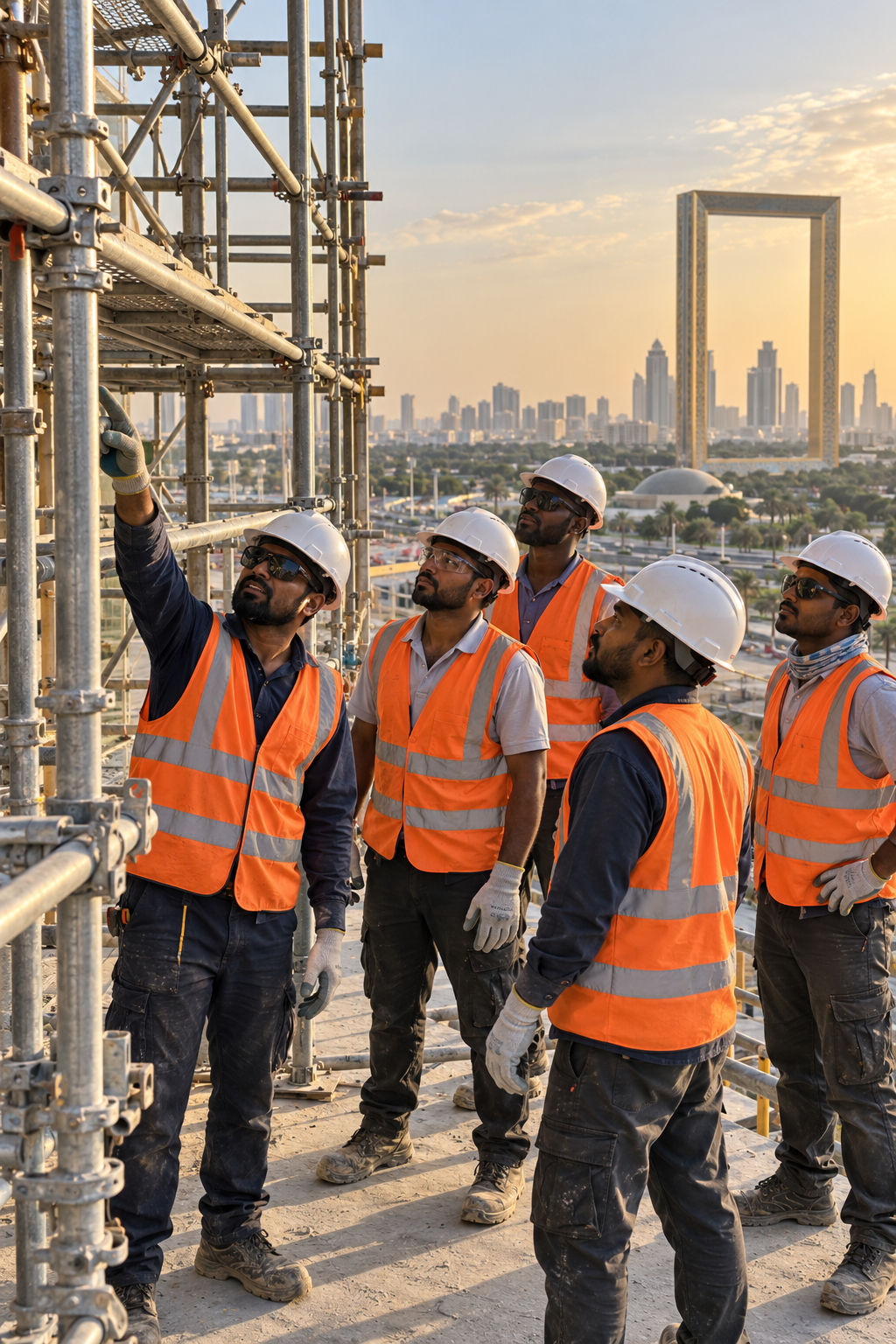 Scaffolding team on a Dubai construction site